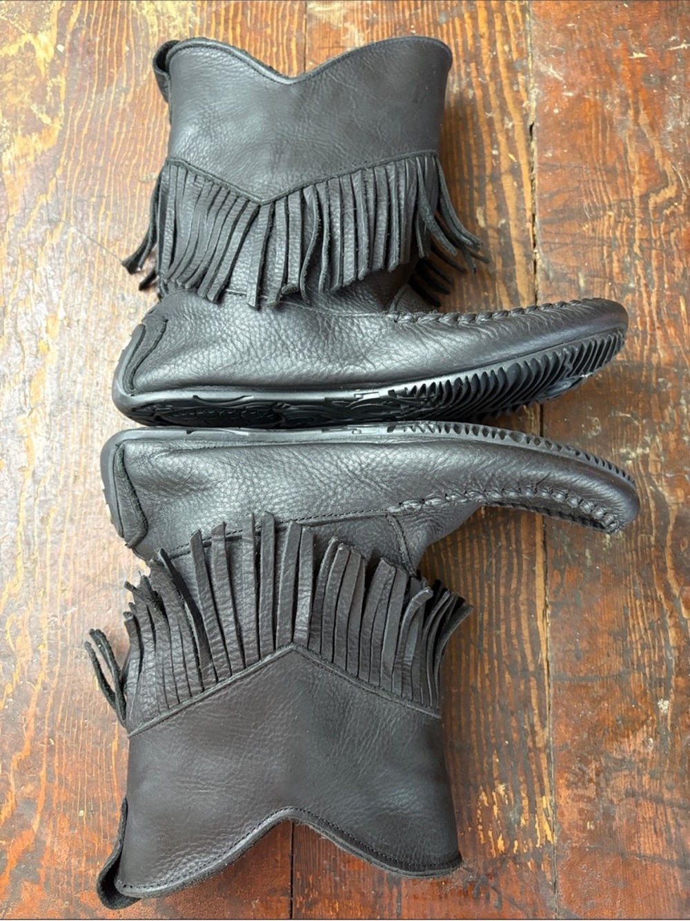 LIKE NEW Manitobah Black Fringe Ankle Booties - Picture 3 of 8